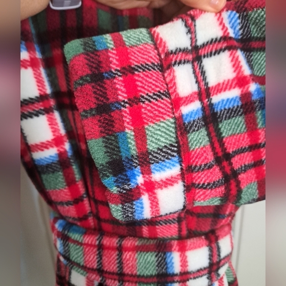 ALEXANDER DEL ROSSA plush plaid hooded bathrobe check robe COZY coastal TAGS SM - Picture 6 of 13